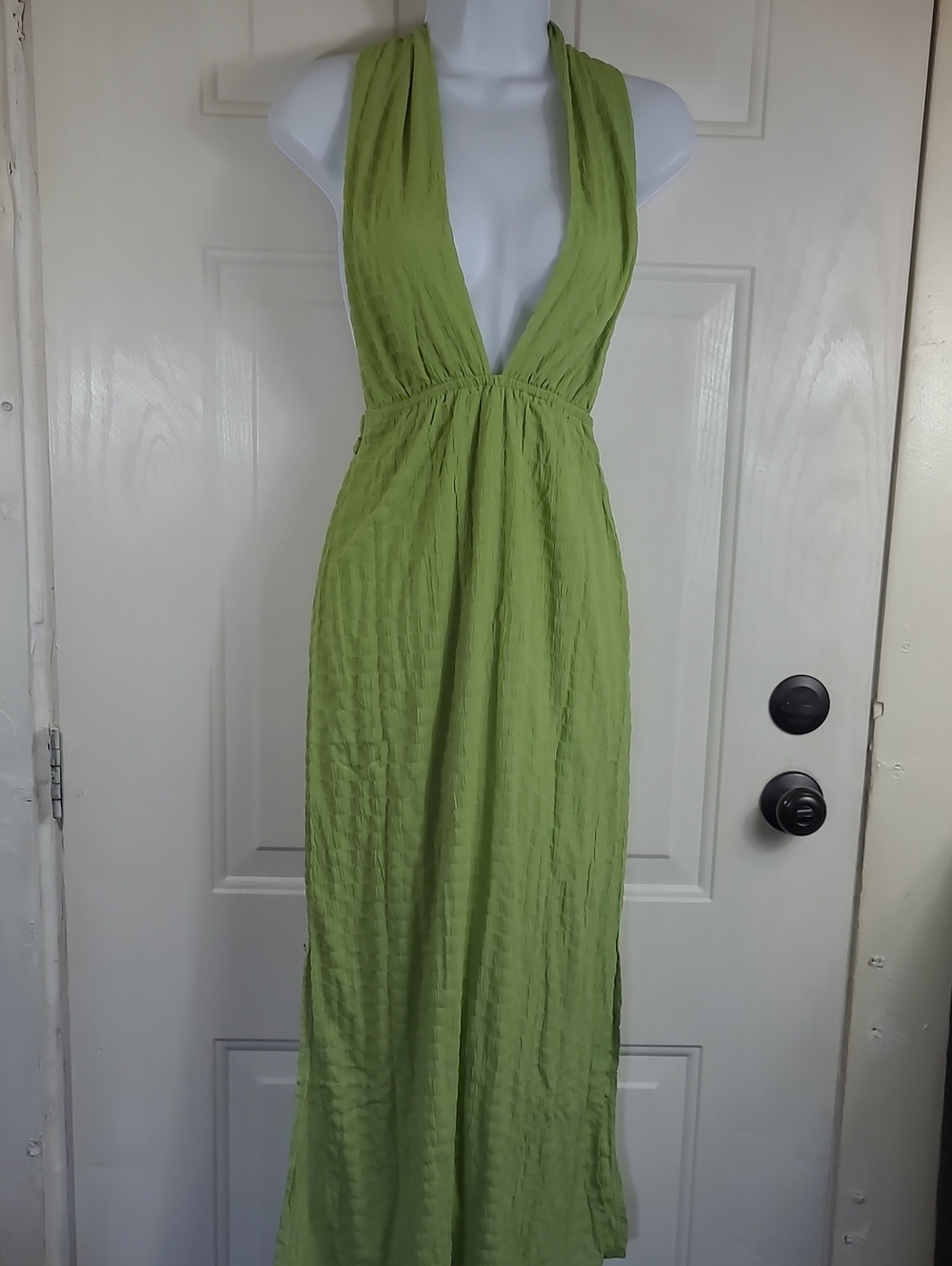 Reverse Lime Green Halter Maxi Dress